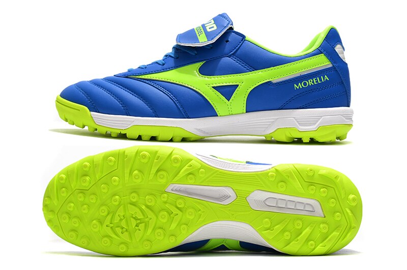 정통 Mizuno Creation MORELIA II AS/TF 남성 신발 스니커즈 Mizuno 야외 스포츠 신발 블루/레몬 그린 색상 사이즈 Eur40-45
